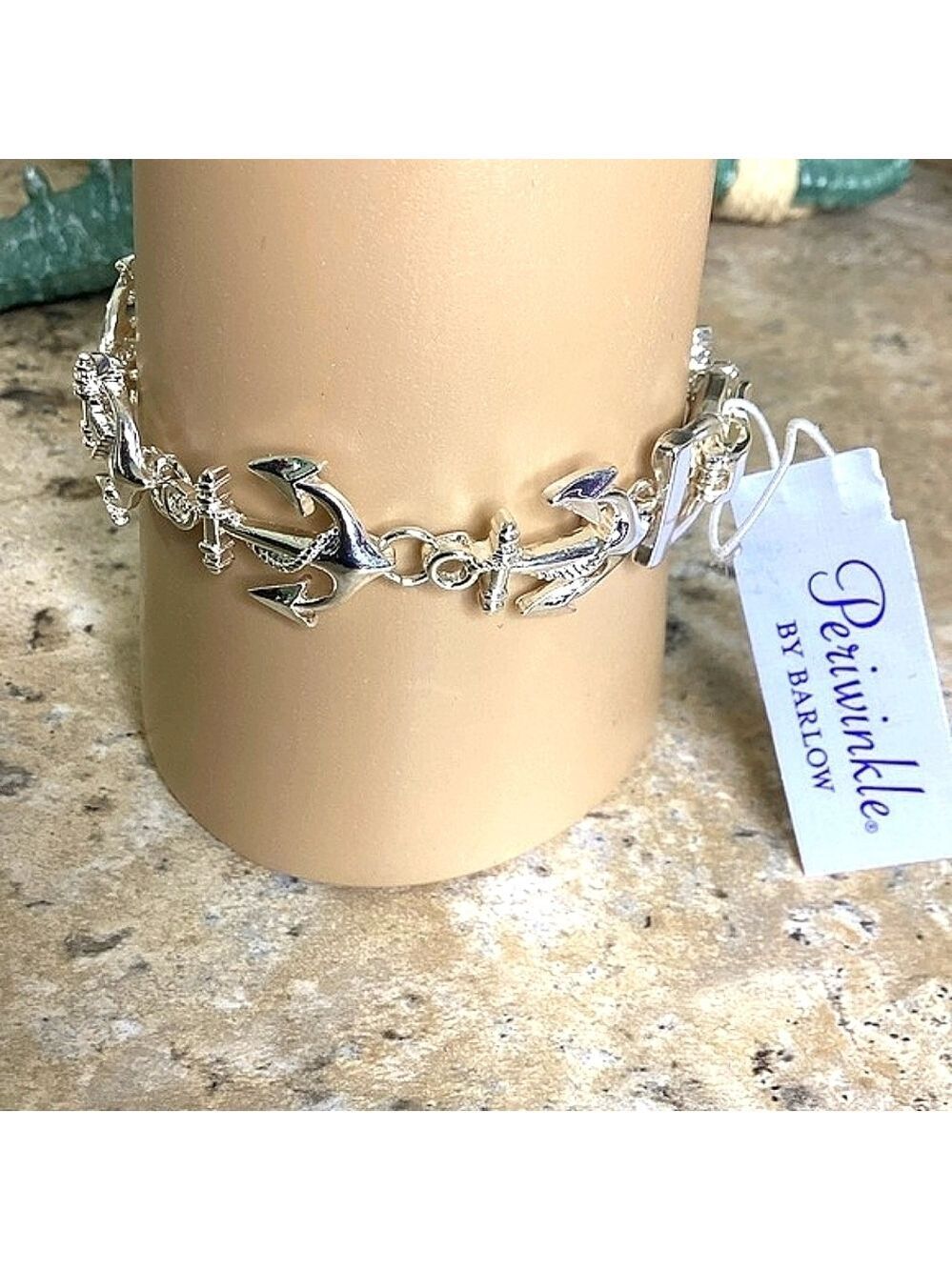 NEW PERIWINKLE BY BARLOW ANCHOR SILVER‎ BRACELET SUMMER VACATION BEACH 7in NWT